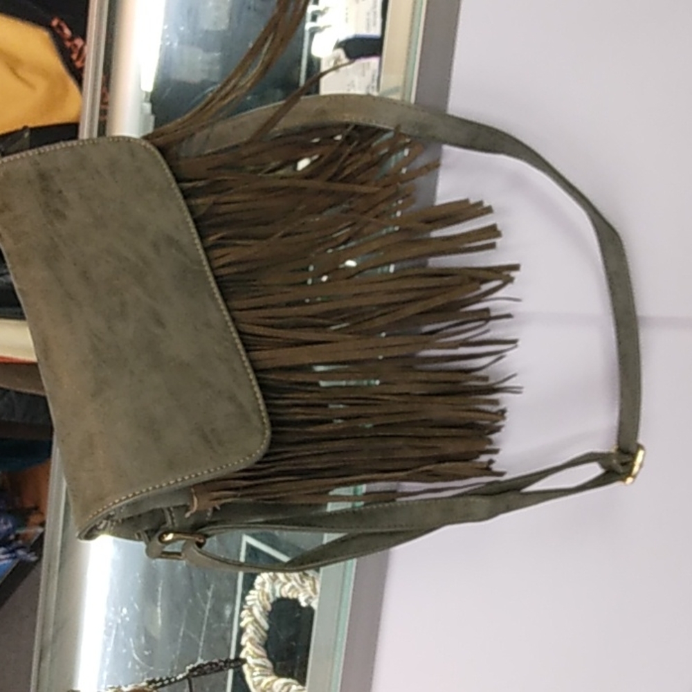 Vegan Leather Fringe Crossbody Bag